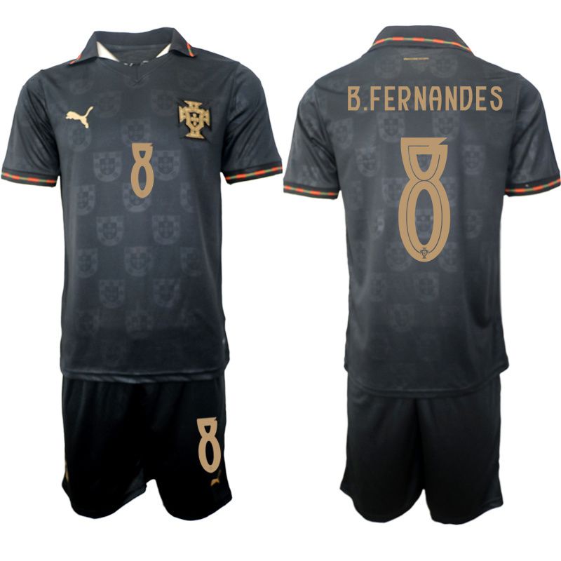 Men 2026 World Cup National Team Portugal away Black #8 Soccer Jersey